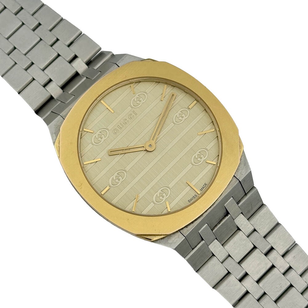 Pre-Owned GUCCI 25H 34mm Quartz Yellow Gold Plated Dial With Steel Case Bracelet Watch image number 1