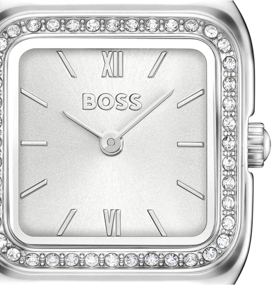 BOSS Mae Petite 22mm Silver Dial Crystal Set Bezel Steel Bracelet Watch