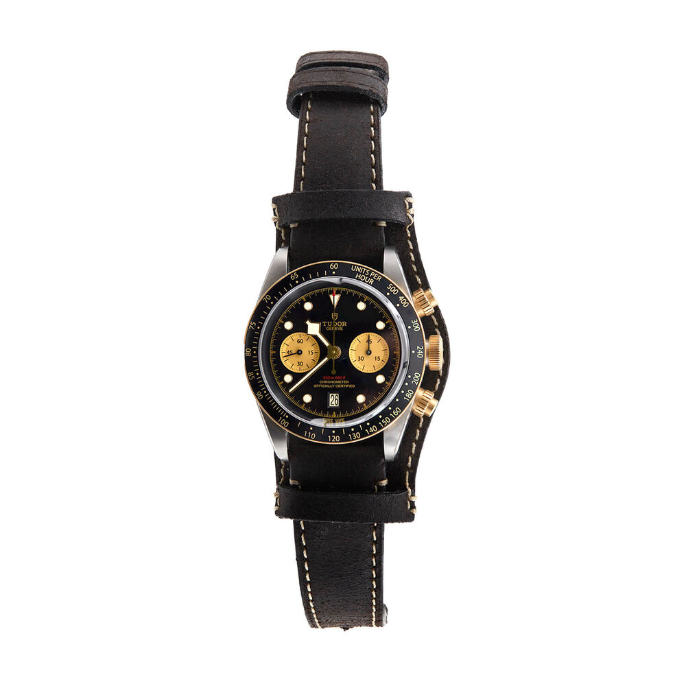 Pre-Owned TUDOR Black Bay S&G Chrono 41mm Black Dial Brown Leather Strap Watch