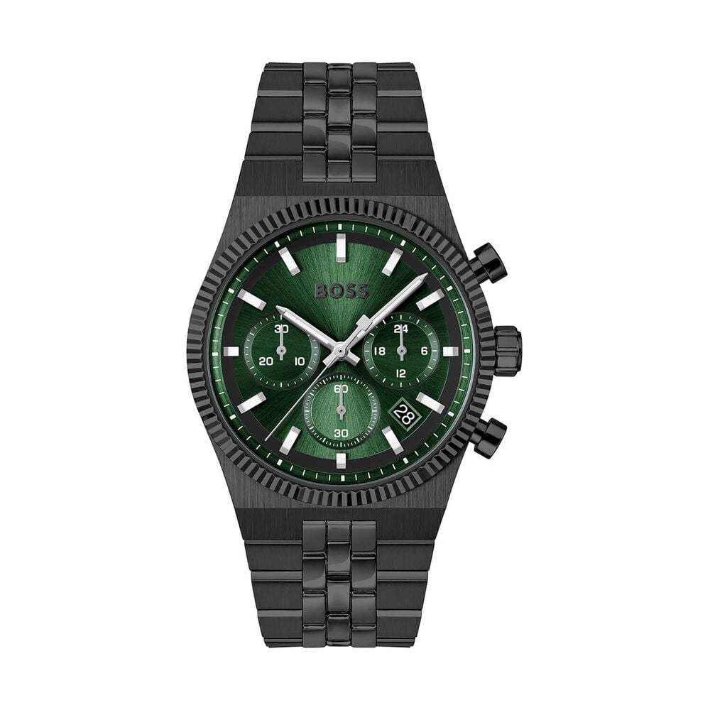 BOSS Candor Prime 414mm Green Dial Black Bracelet Chronograph Watch image number 0