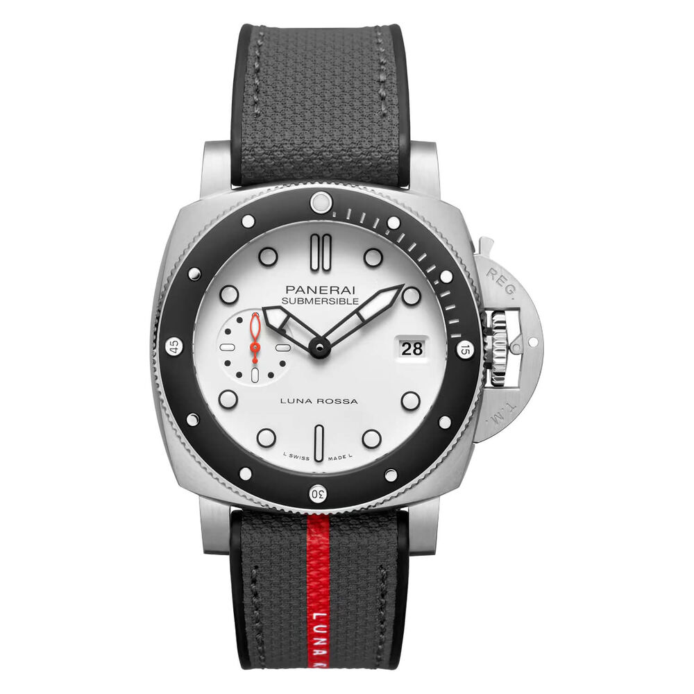 Panerai Submersible Luna Rossa 42mm White Dial Grey Strap Watch