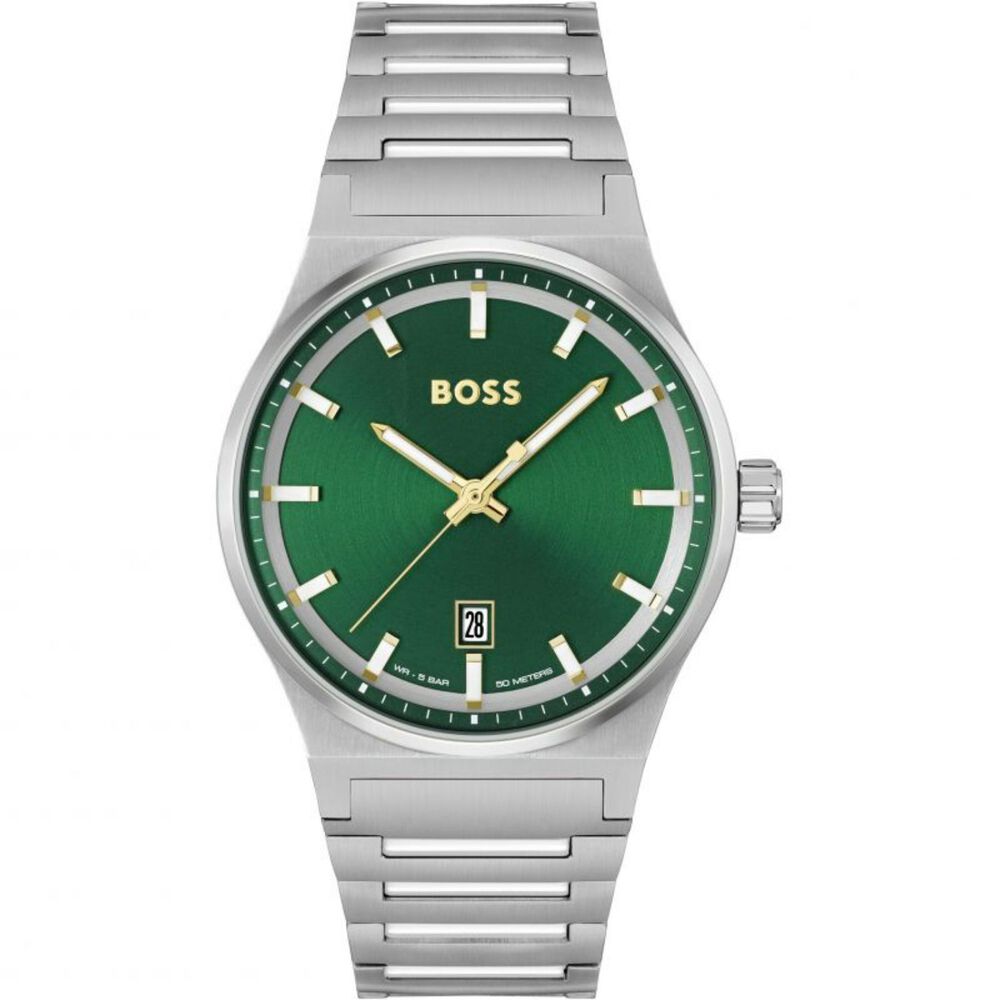 BOSS Candor 41mm Green Dial 3 Hand Stainless Steel Case Watch