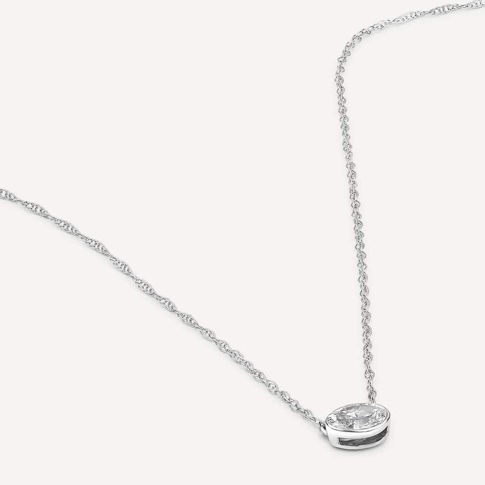 Born Kissed with Diamonds 9ct White Gold Lab Grown 0.20ct Oval Diamond Pendant image number 2