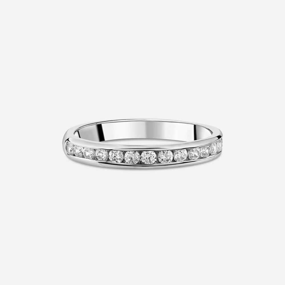 18ct White Gold 3mm 0.35ct  Diamond Round Channel Set Wedding Ring image number 2