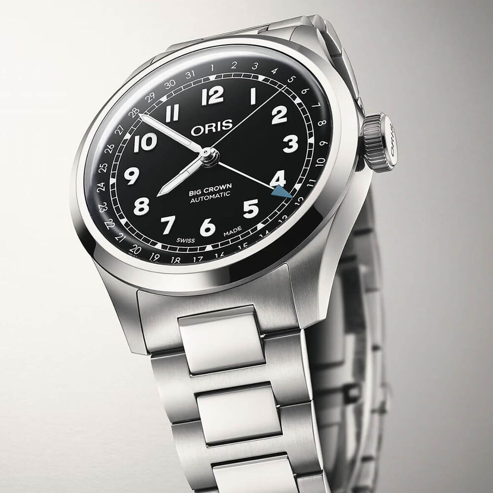 Oris Big Crown Pointer Date 40mm Black Dial Steel Bracelet Watch