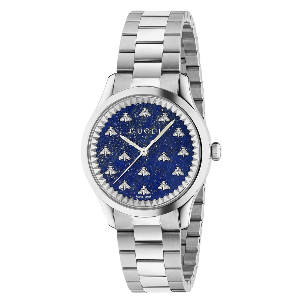 Gucci G-Timeless 32mm Dark Blue Dial Steel Case Bracelet Watch image number 0