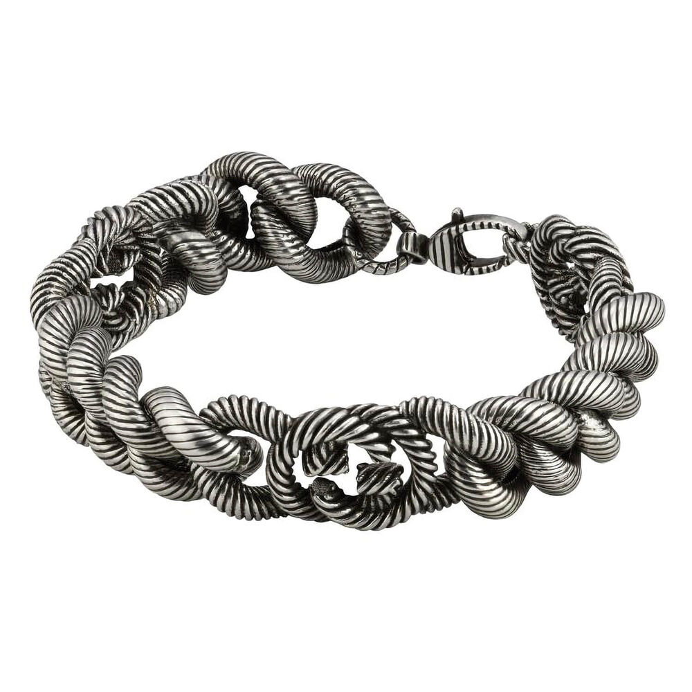Interlocking G Small Gourmette Bracelet in Aged Silver image number 1