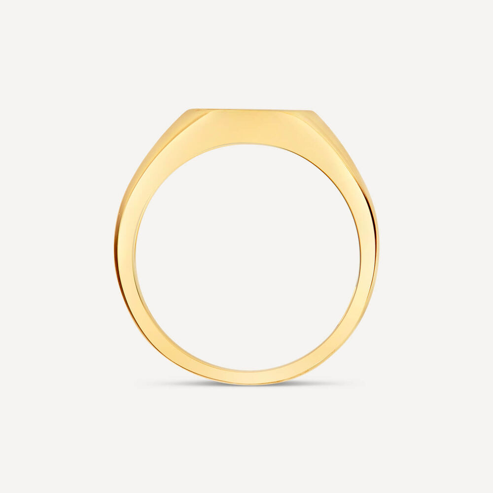9ct Yellow Gold Oval Signet Diamond Set Ring image number 3