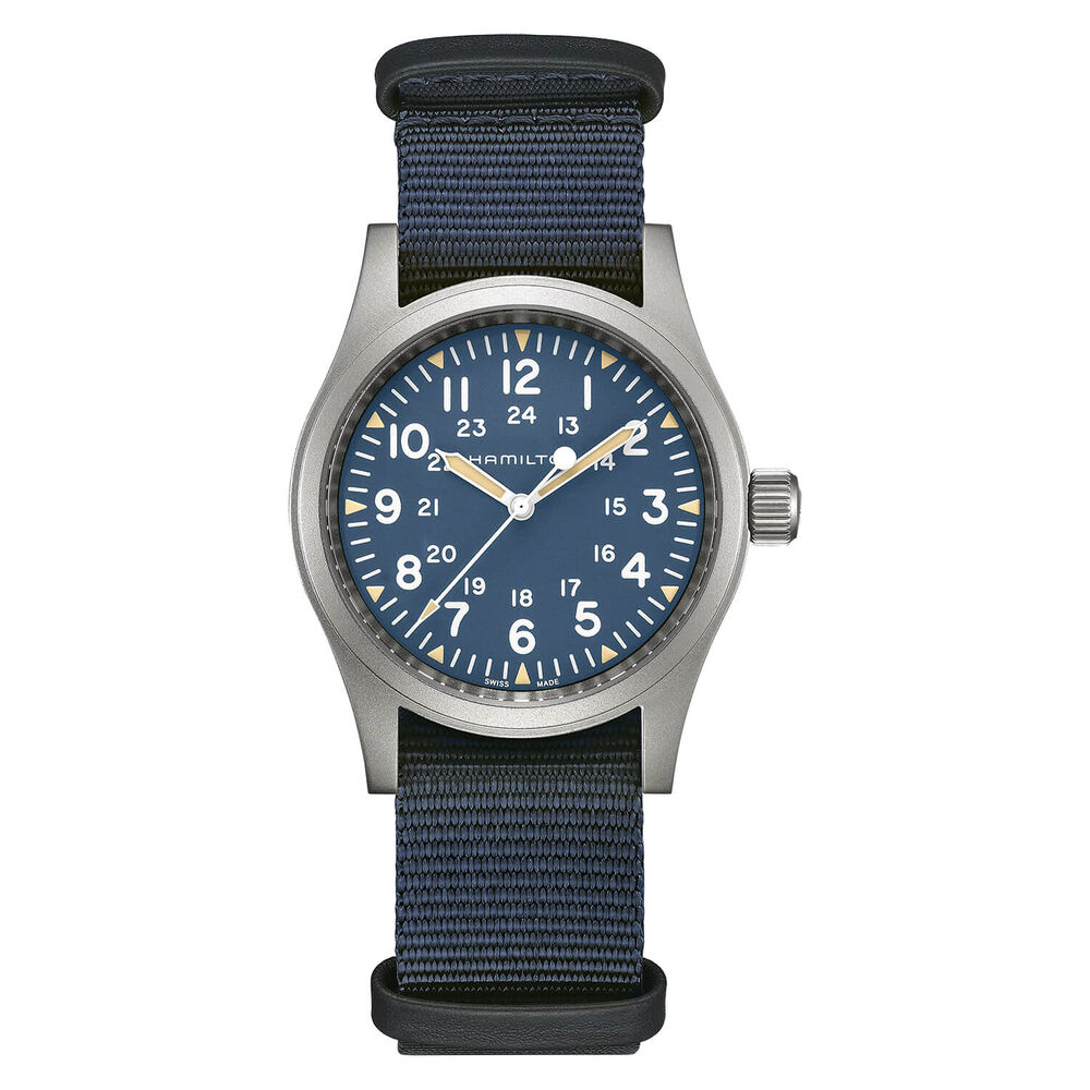 Hamilton Khaki Field Mechanical 38mm Blue Dial & Blue NATO Strap Watch image number 0