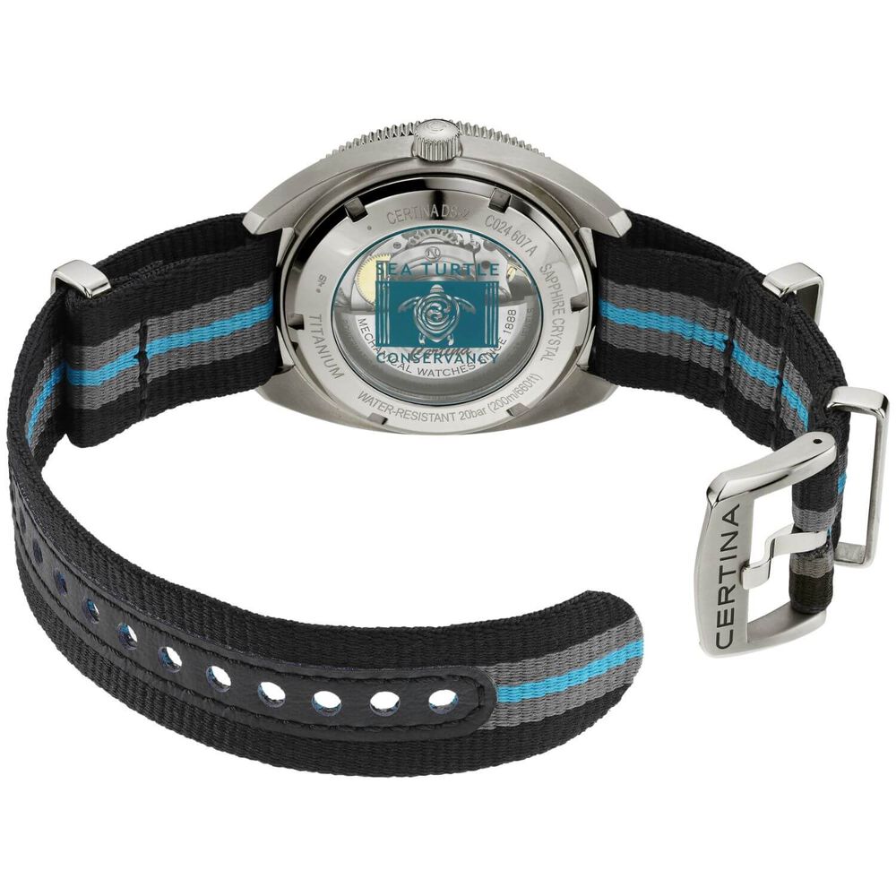 Certina DS-2 41mm Sunray Black  Dial Titanium Case Nato Strap Watch image number 3