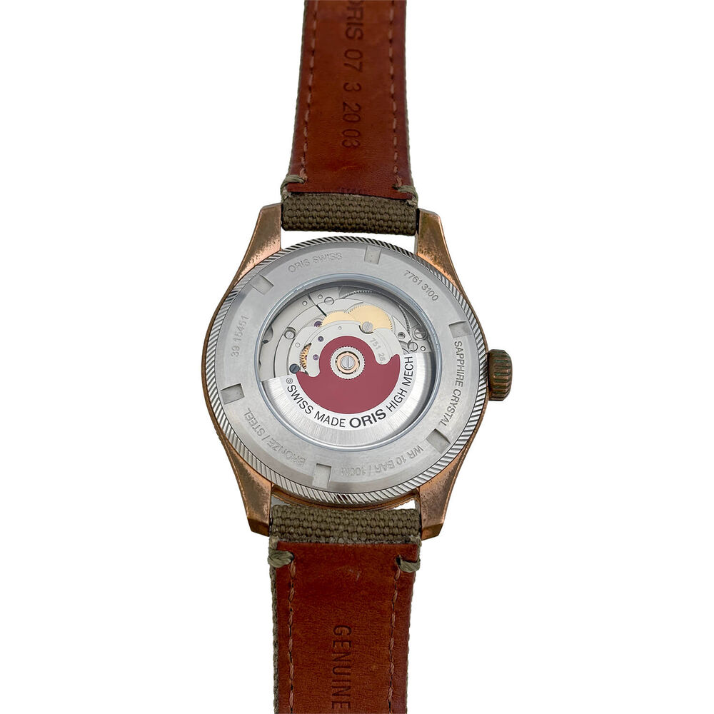 Pre-Owned Oris Big Crown Pro Pilot Big Date Bronze 41mm Dial Olive Strap Watch image number 2