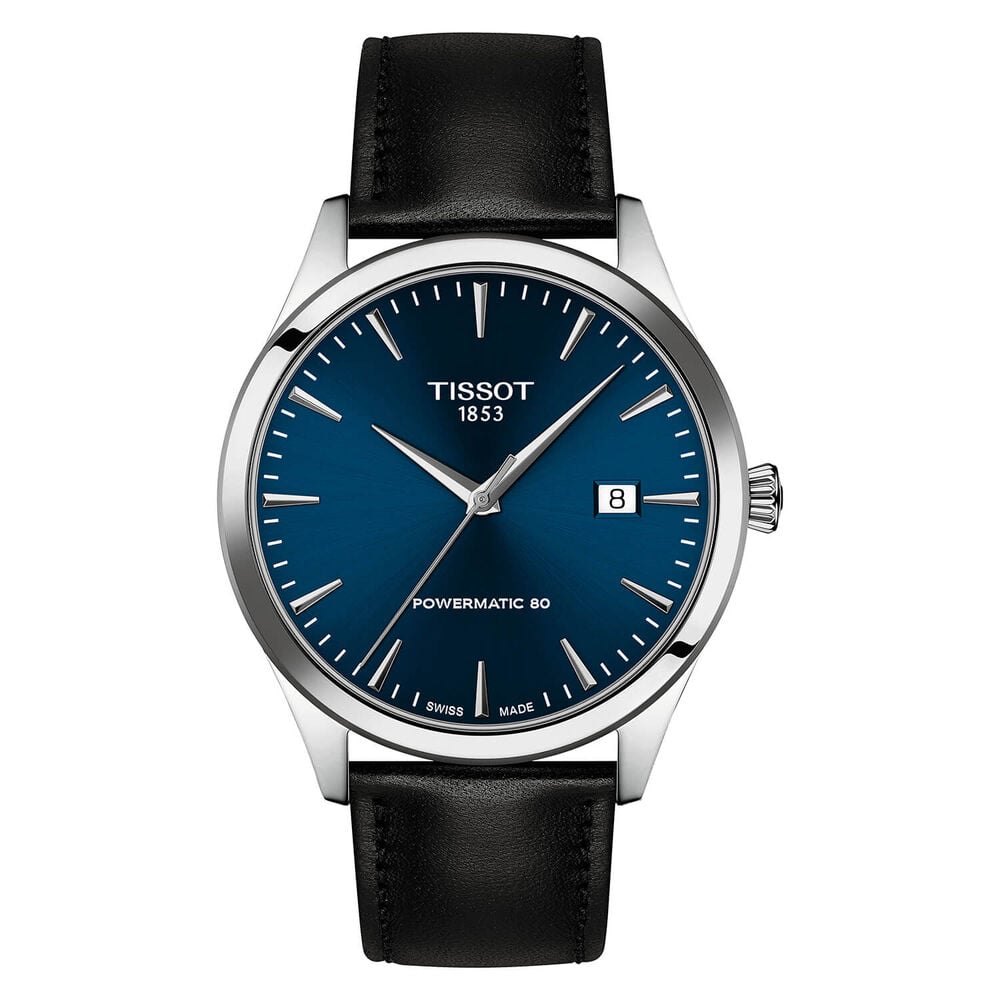 Tissot Classic Dream 40mm Blue Dial Black Leather Strap Watch