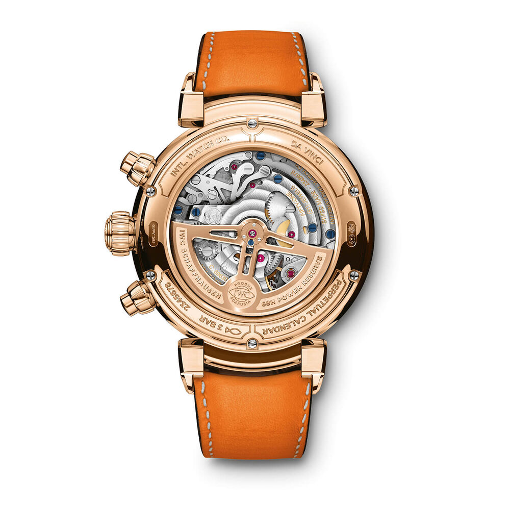 IWC Schaffhausen Da Vinci Perpetual Calendar Chronograph Silver Dial Brown Strap Watch