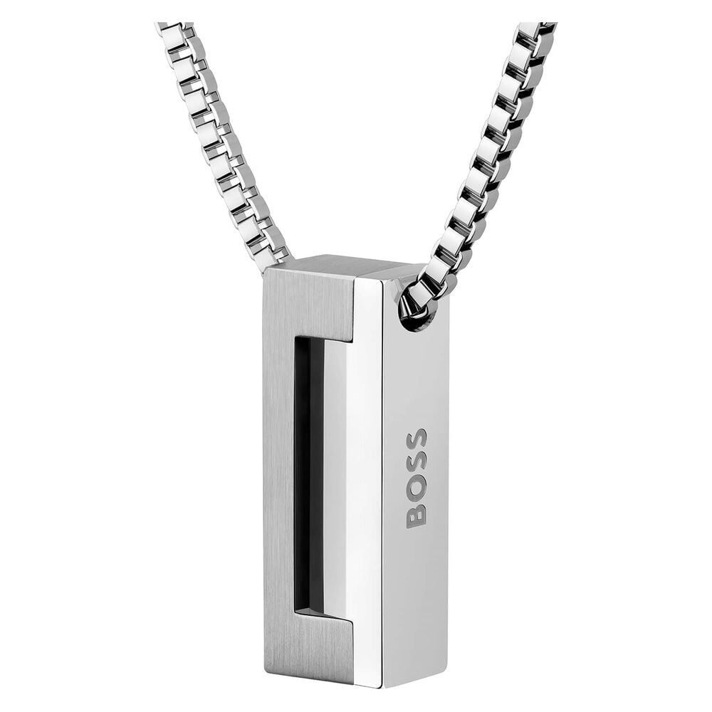 BOSS Candor Brushed & Polished Steel Necklace image number 2