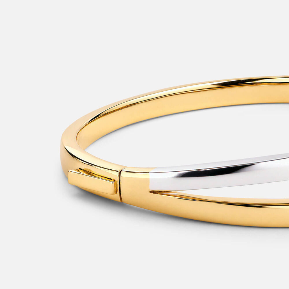 Gold Plated Sterling Silver Two Tone Intertwined Bangle