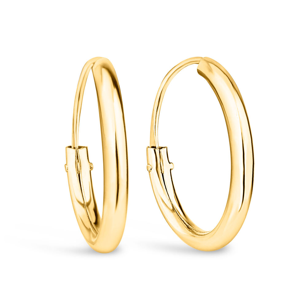 9ct Yellow Gold Sleeper Hoop Earrings image number 1