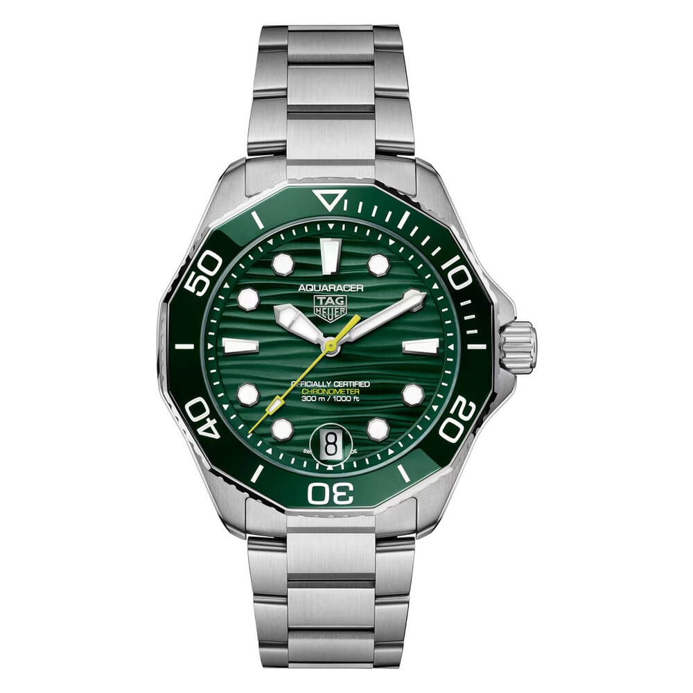 TAG Heuer Aquaracer Professional 300 Date 42mm Green Dial & Ceramic Bezel Steel Bracelet Watch image number 0