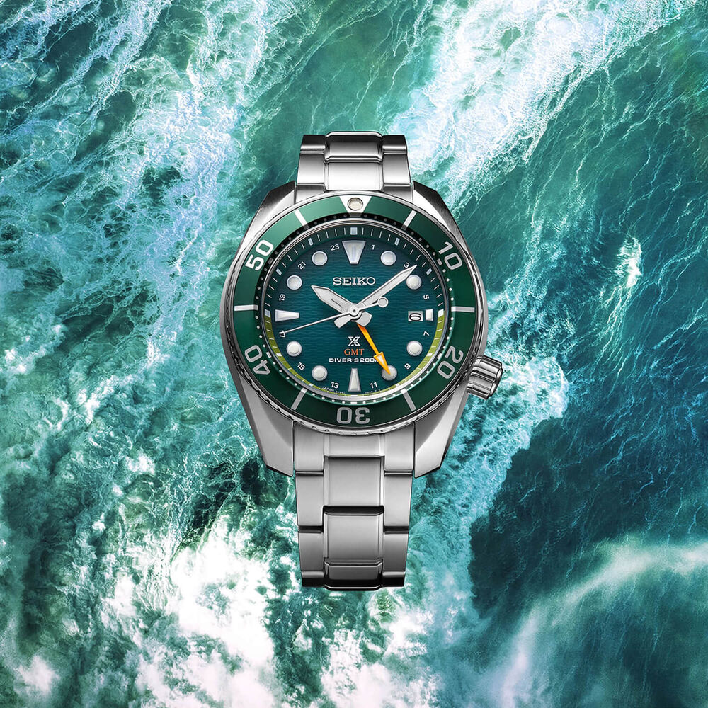 Seiko Prospex Sumo Diver GMT 45mm Green Dial Stainless Steel Case Watch image number 3