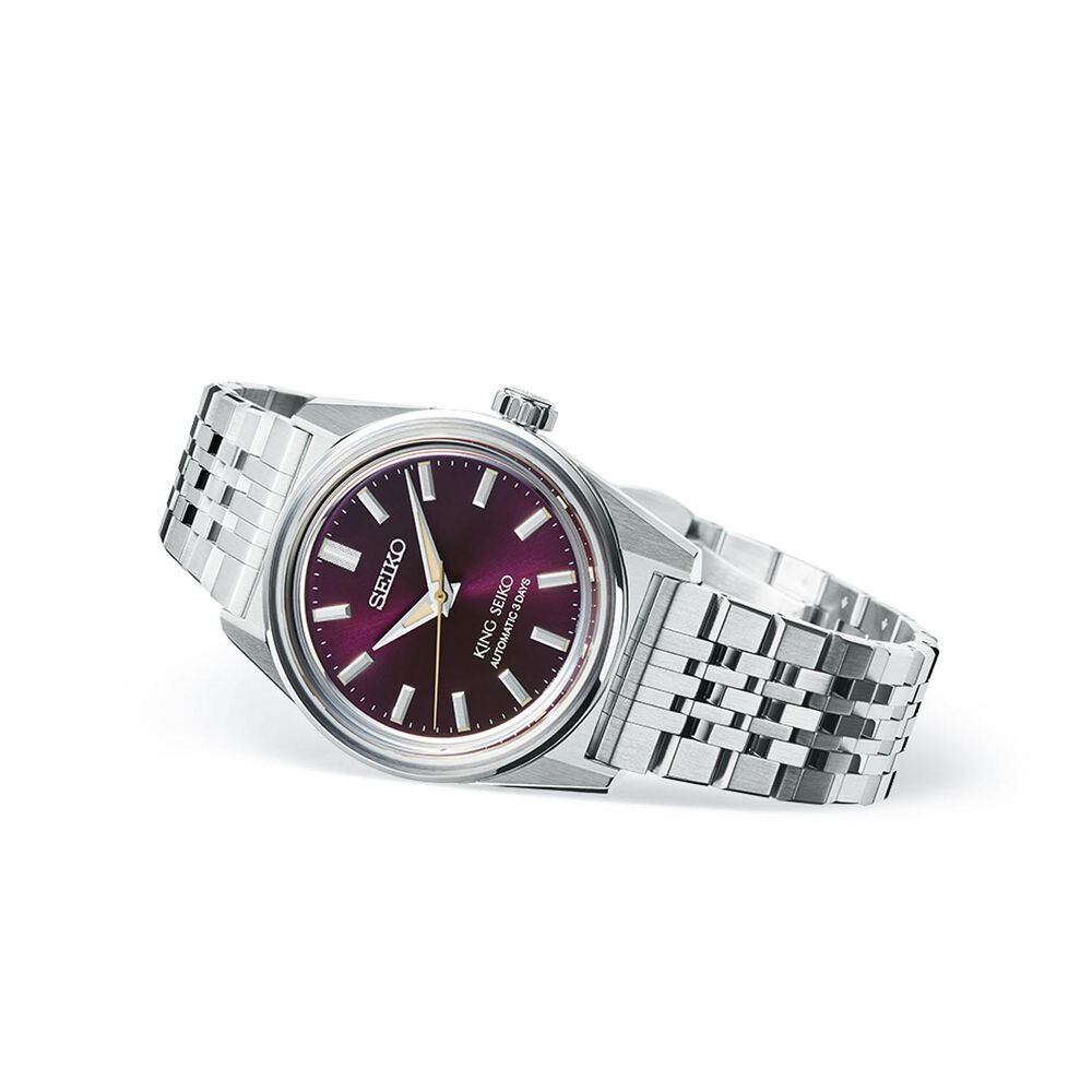 King Seiko KSK 6R Preppy Burgundy 36.1mm Dial Stainless Steel Bracelet Watch