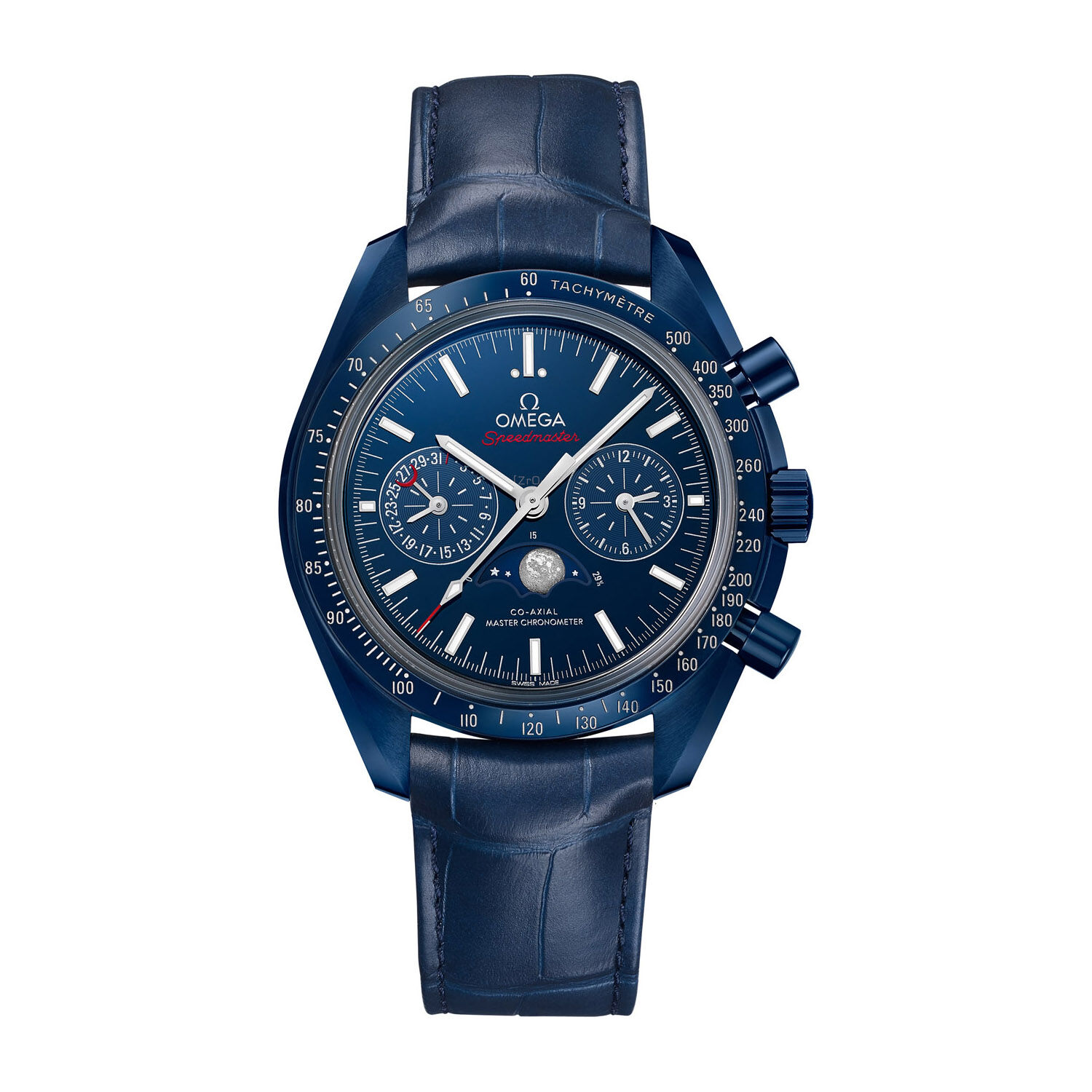 OMEGA Men s Speedmaster Blue Moonphase Strap Watch at Fraser Hart