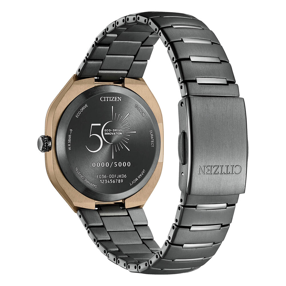 Citizen Eco-Drive PHOTON 40mm Black Dial Grey Ion Plated Super Titanium Bracelet Watch