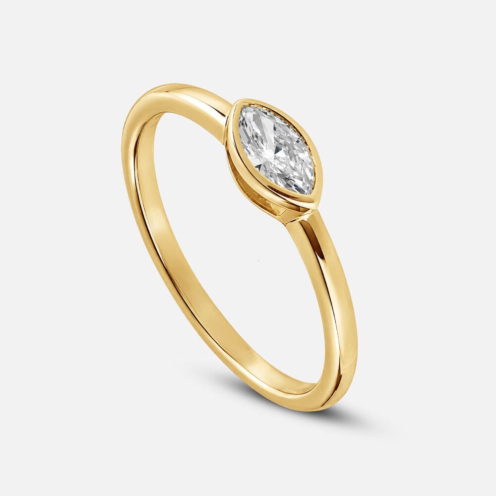 Born Contour 9ct Yellow Gold 0.25ct Marquise Lab Grown Diamond Bezel Set Ring