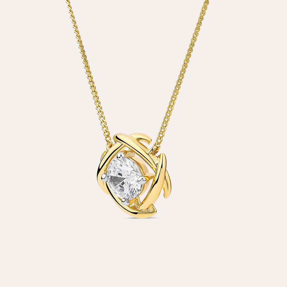 9ct Yellow Gold 1.00ct Lab Grown Diamond Entwined Love Knot Pendant