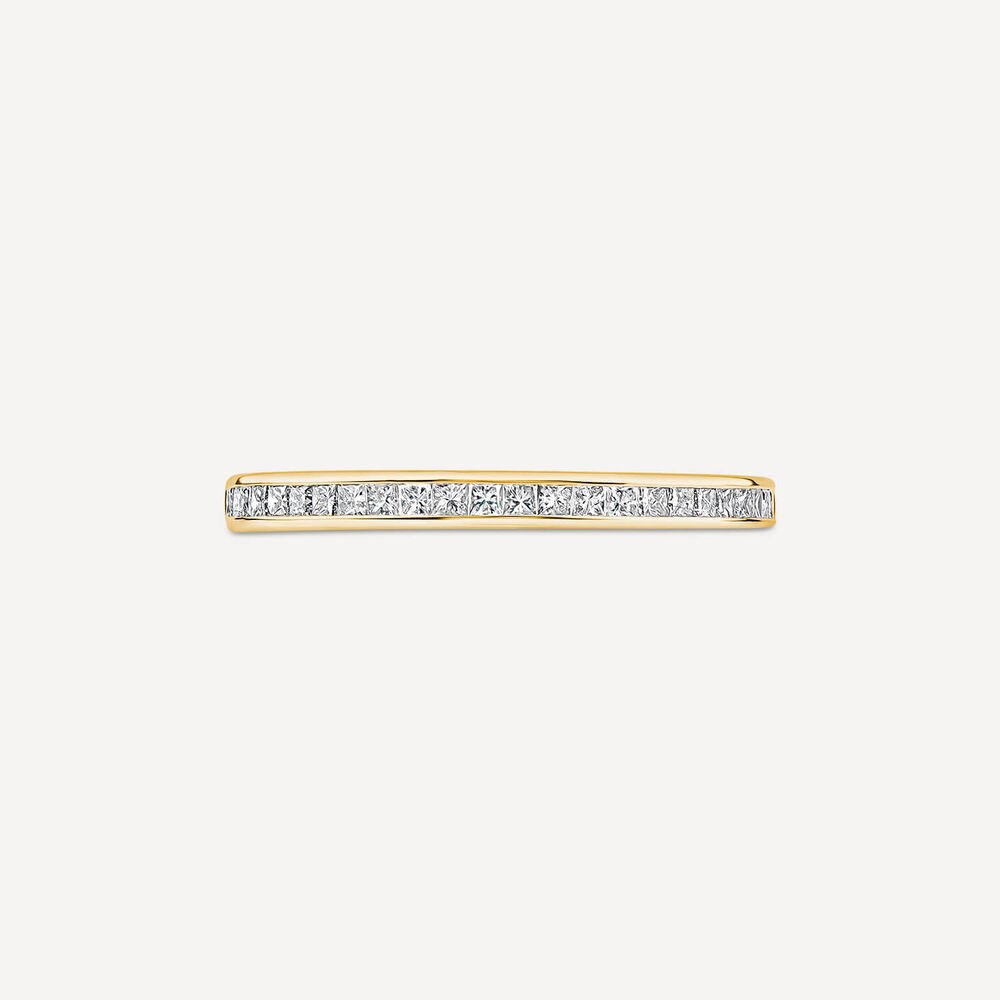 18ct Yellow Gold 2mm 0.25ct Diamond Princess Cut Channel Set Wedding Ring