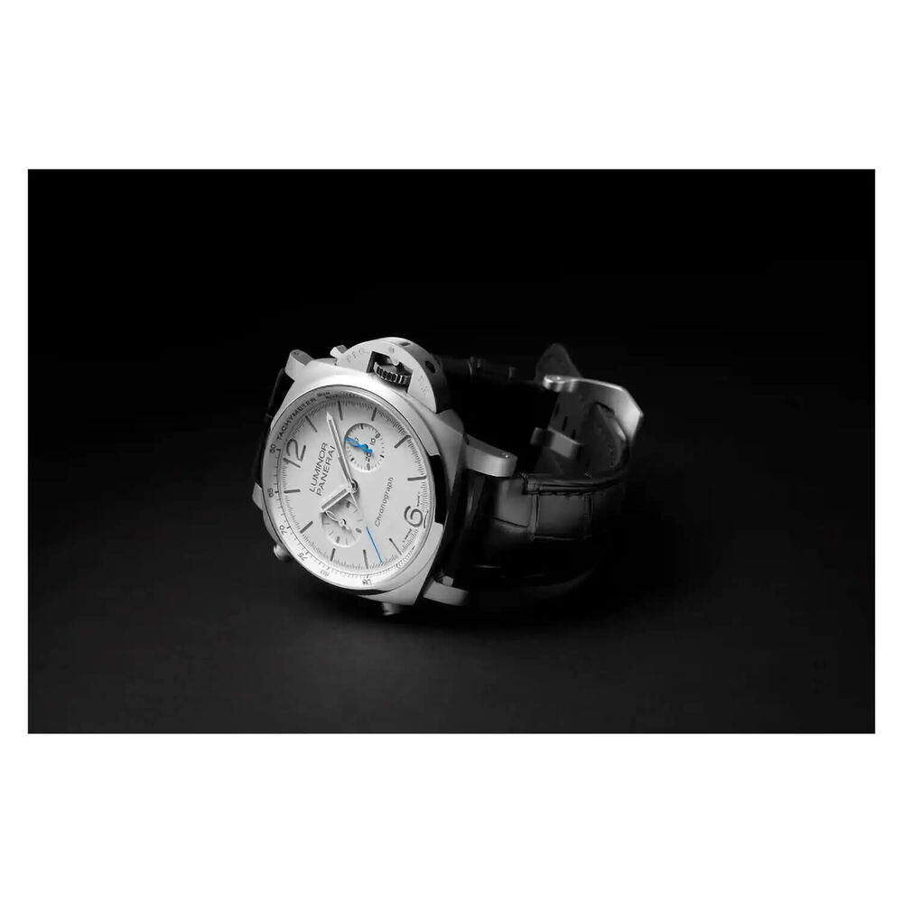 Panerai Luminor 44mm Chrono White Dial Black Strap Watch image number 2