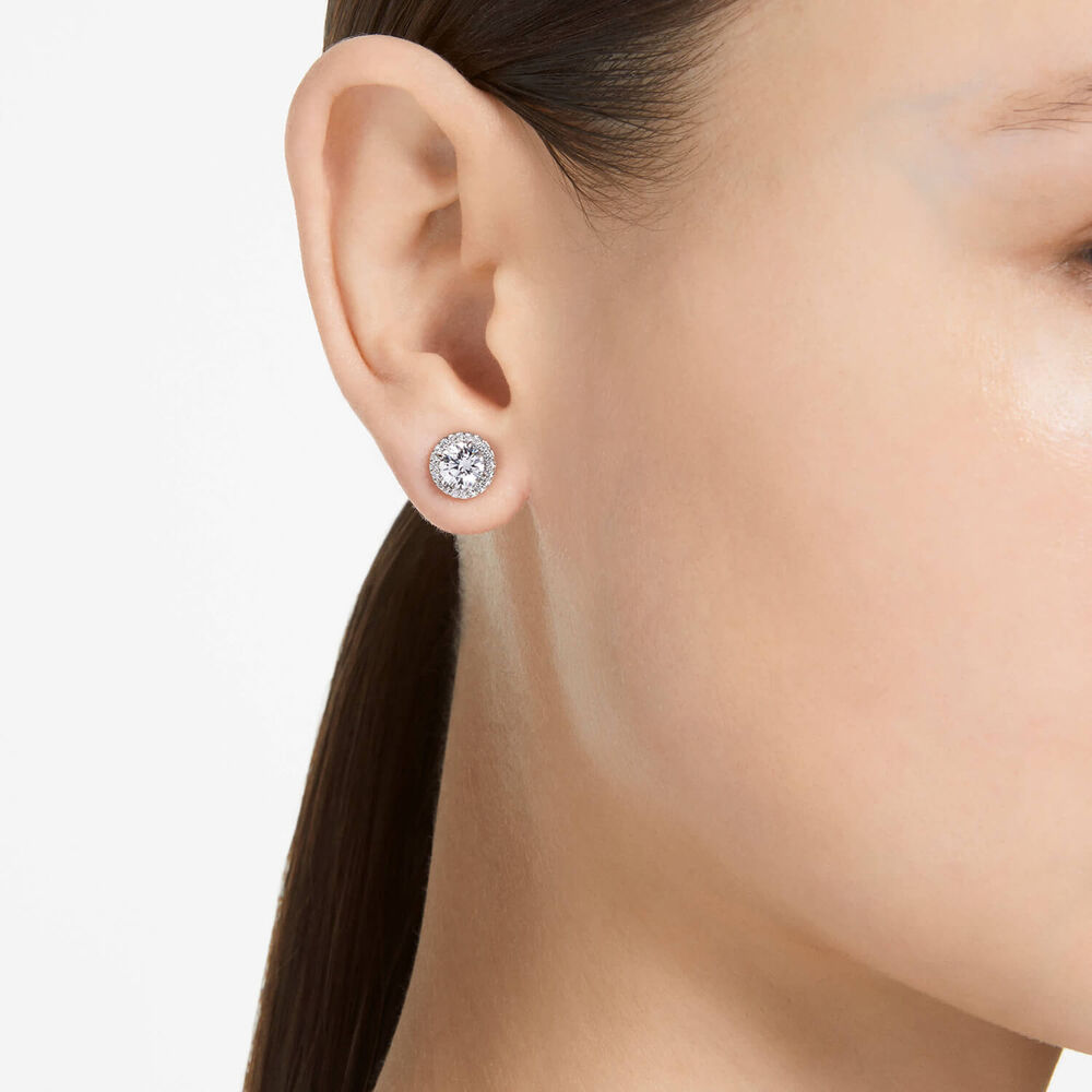 Swarovski Una Angelic Cubic Zirconia Rhodium Plated Stud Earrings