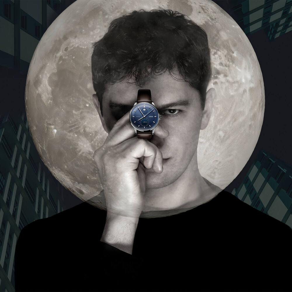 Oris Artelier Complication 39.5mm Blue Dial Dark Brown Leather Strap Watch