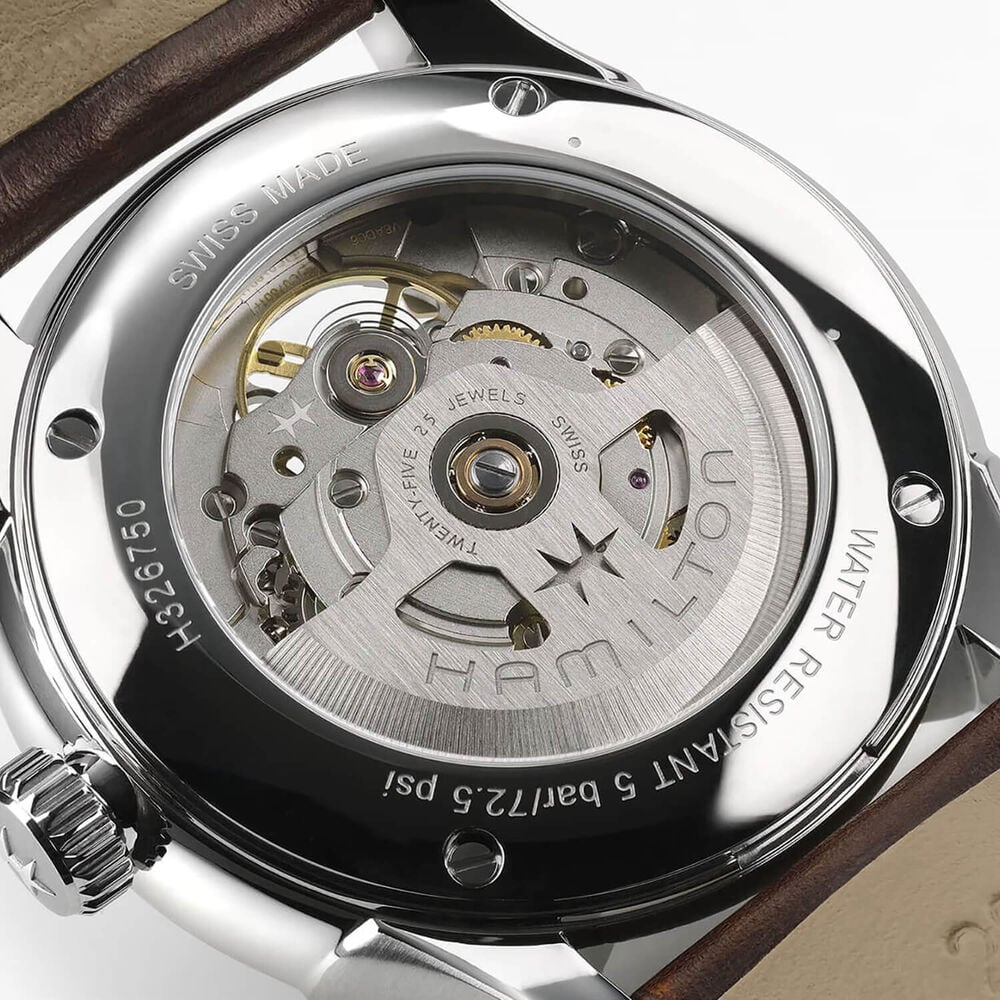 Hamilton Jazzmaster Open Heart 40mm Sunray Gold Dial Brown Leather Strap Watch