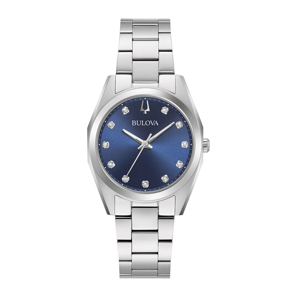 Bulova Classic Ladies Surveyor 31mm Blue Dial Diamond Dot Watch