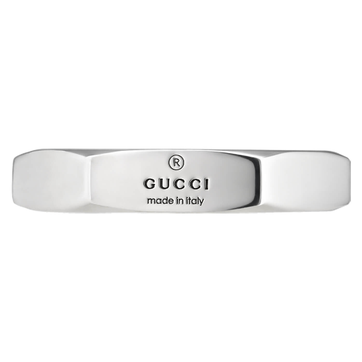 Gucci Trademark Sterling Silver Hexagon Ring (UK Size M-N)