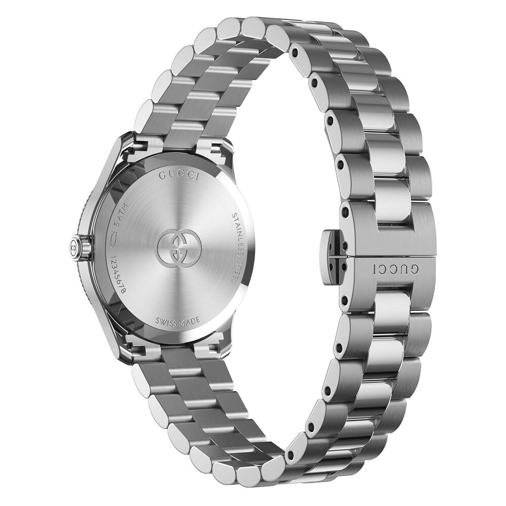 Gucci G-Timeless Quartz 29mm Pink MOP Dial Diamond Dots Steel Bracelet Watch image number 1