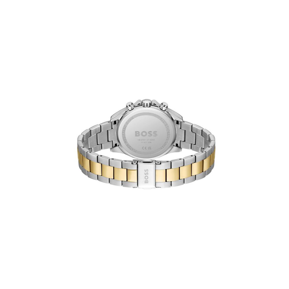 BOSS Novia 38mm Champagne Dial Chrono Yellow Gold IP & Steel Bracelet Watch image number 2