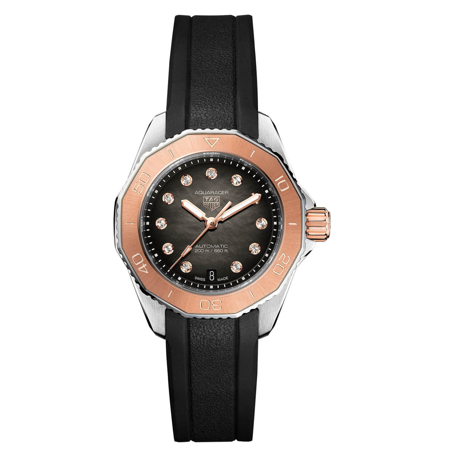 TAG Heuer Aquaracer 30mm Black Dial Black Rubber Strap Watch