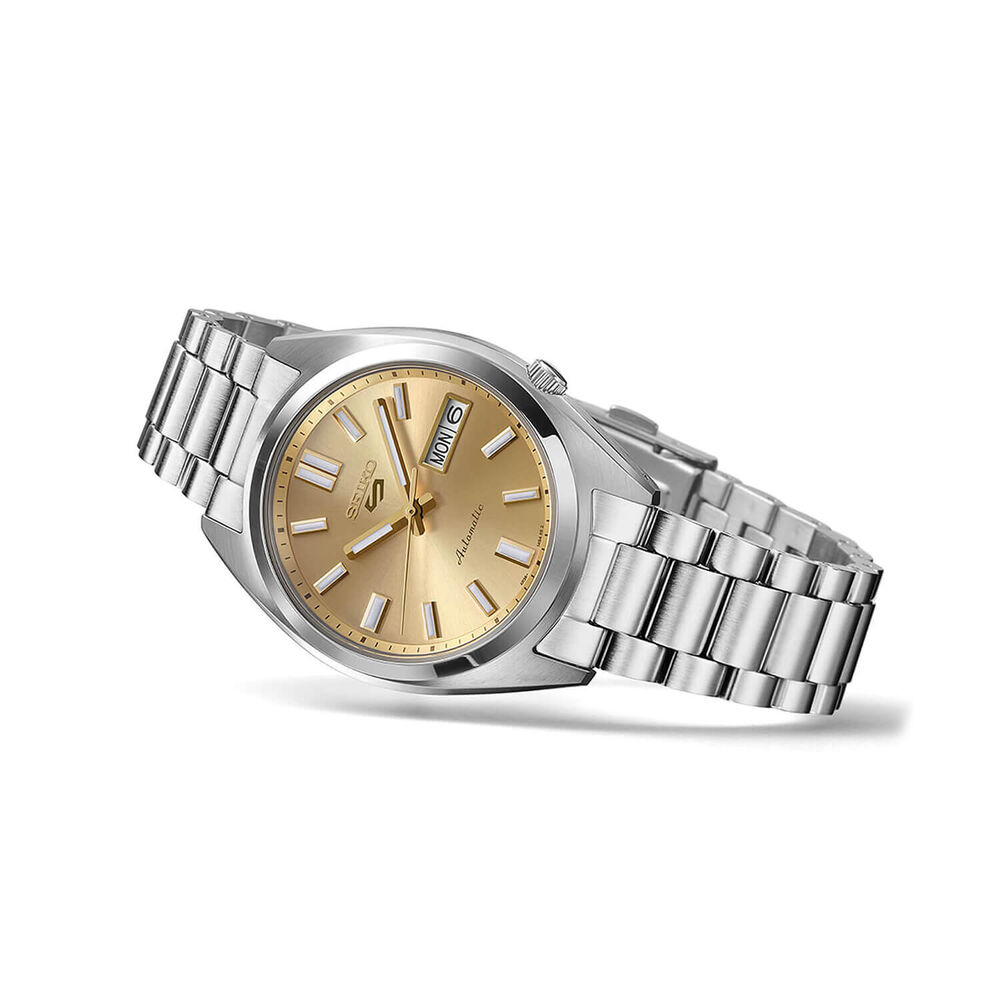 Seiko 5 Sports SNXS Vintage Gold Collection 'Gold Cufflinks' 37.4mm Dial Steel Bracelet Watch image number 3