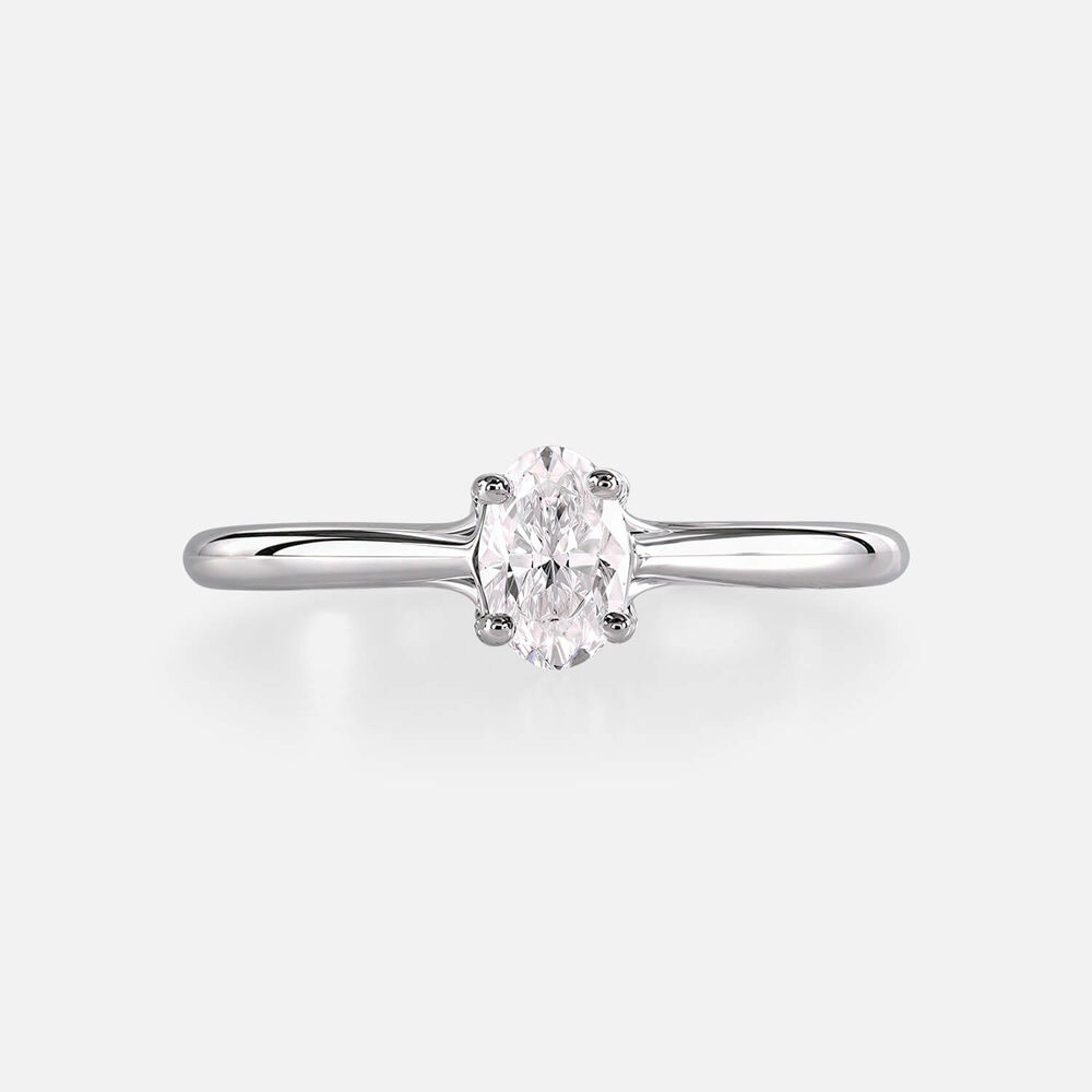 Floral Platinum 0.50ct Oval Diamond Solitaire Ring