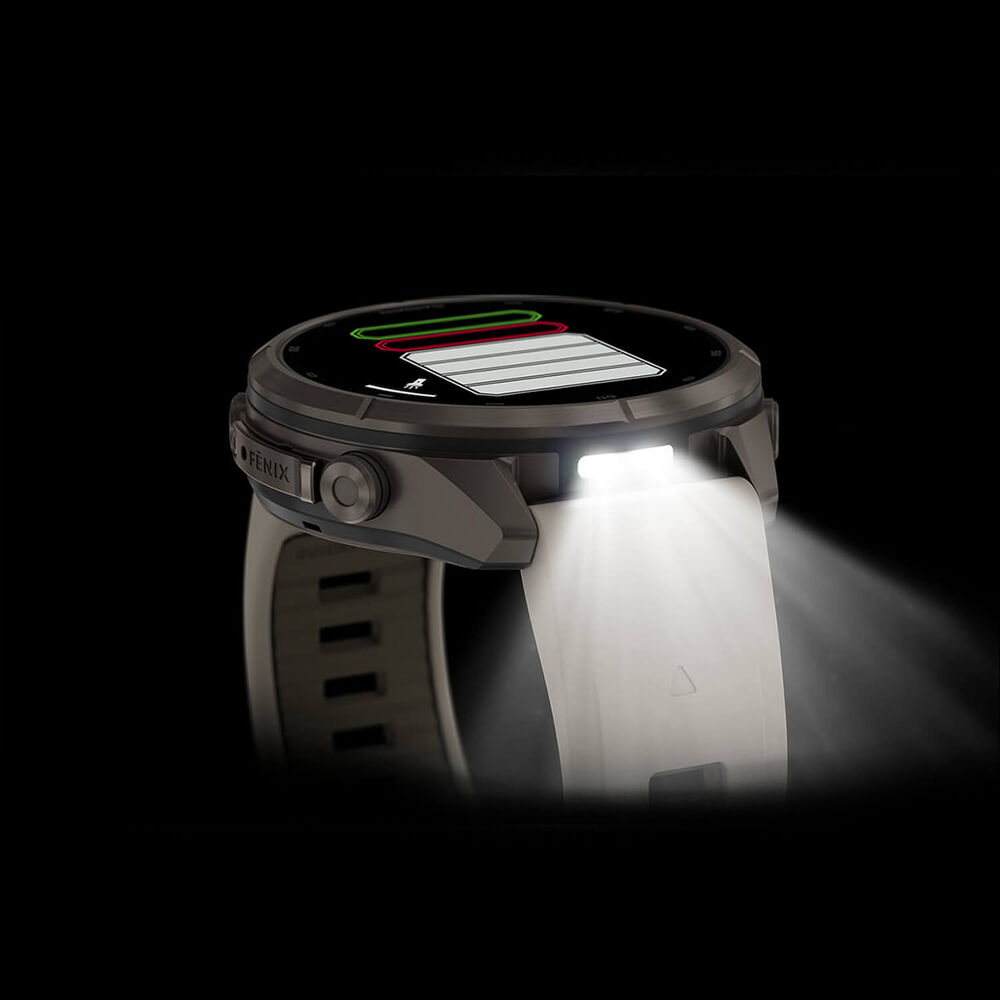 Garmin fenix 9 Pro 43mm Titanium Fog Grey/Dark Sandstone Silicone Strap Watch
