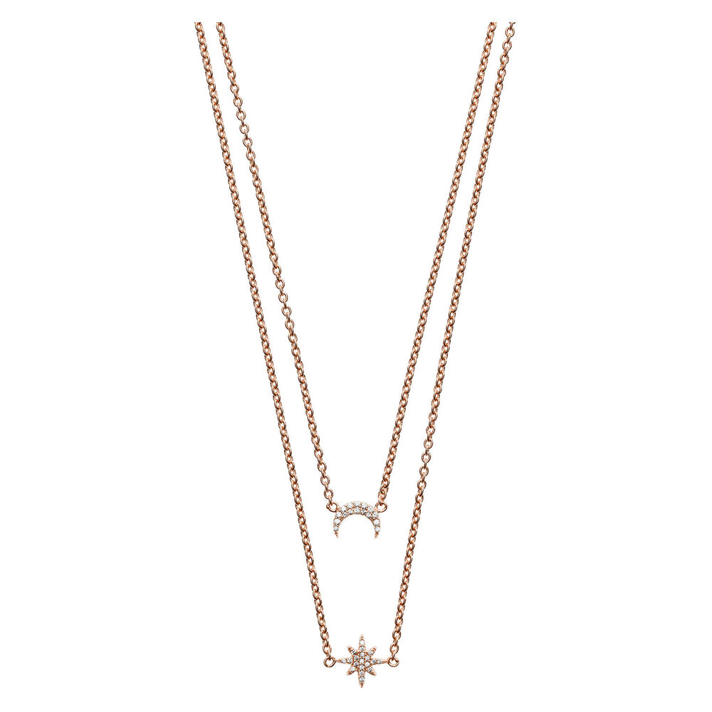 Emporio Armani Rose Gold-plated Layered Moon and Star Ladies Necklace