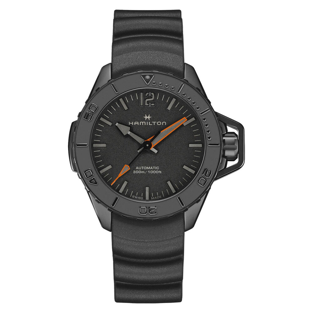 Hamilton Khaki Navy Frogman 46mm Black Dial PVD Case Rubber Strap Watch image number 0