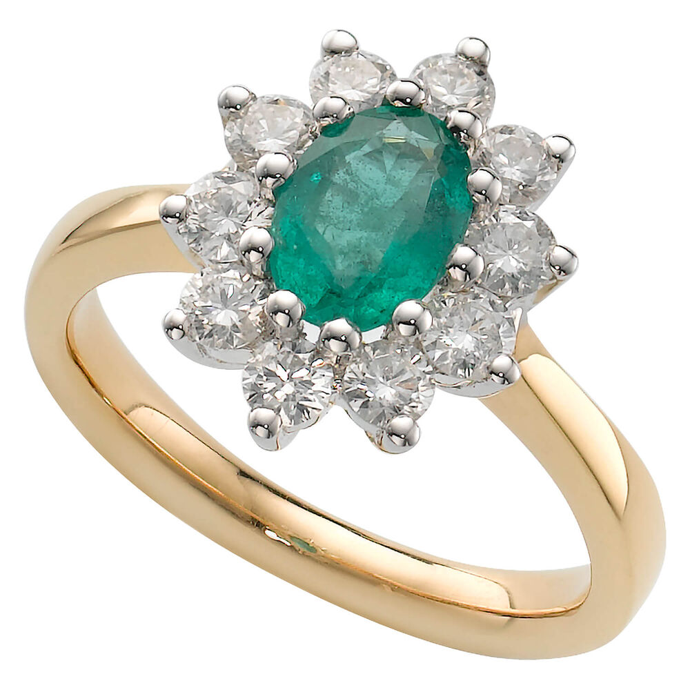 18ct gold emerald and diamond ring image number 0