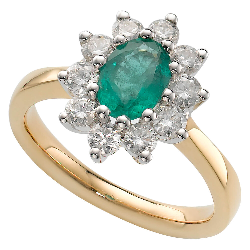 18ct gold emerald and diamond ring