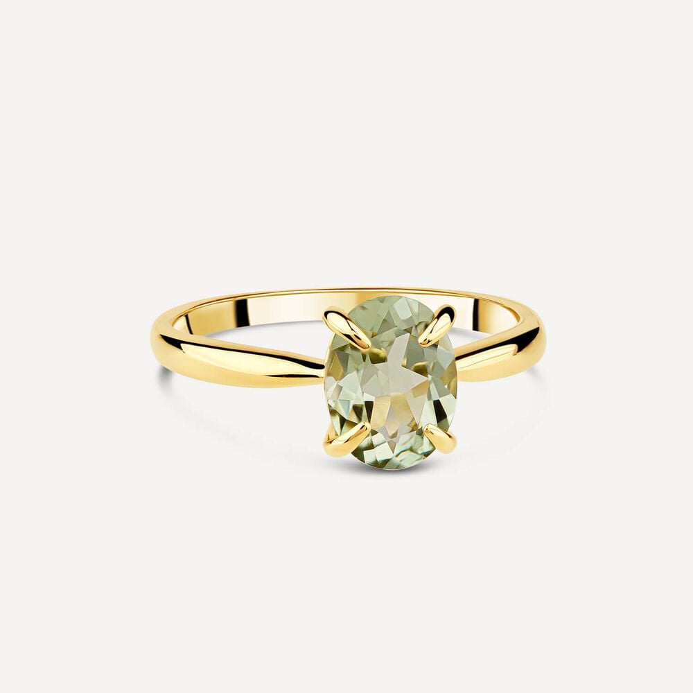 9ct Yellow Gold Oval Green Amethyst Ring image number 2