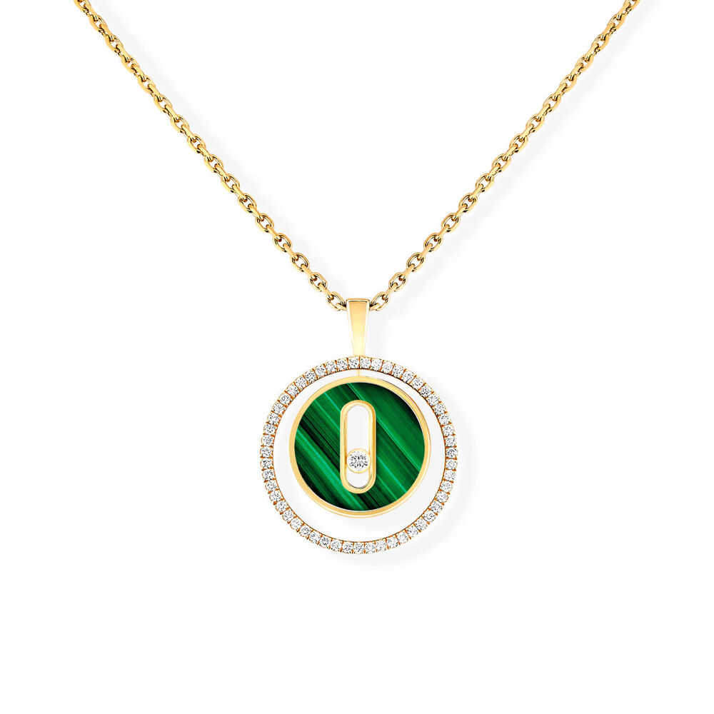 Messika Lucky Move 18ct Yellow Gold 0.16ct Diamonds & Malachite Necklace