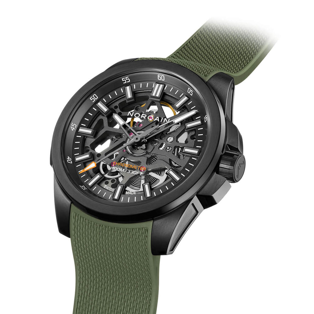NORQAIN Independence Skeleton DLC 40mm Dial Khaki Rubber Strap Watch