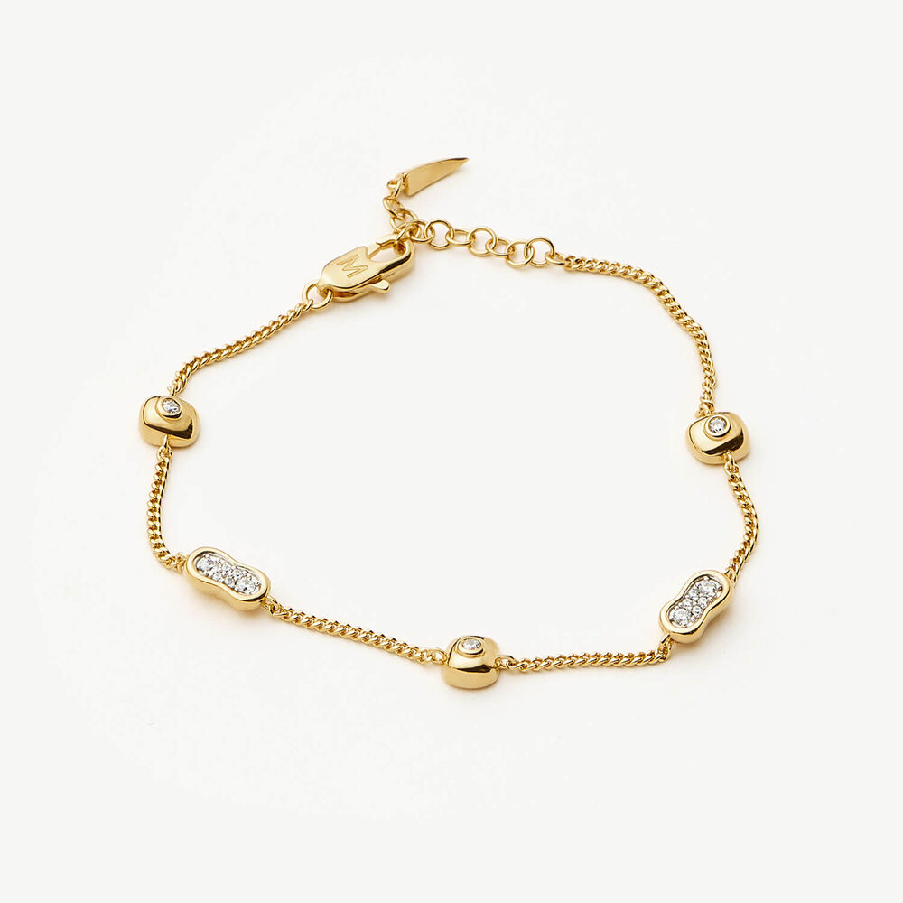 Missoma 18ct Gold Plated Brass Molten Pave Cubic Zirconia Multi Charm Bracelet