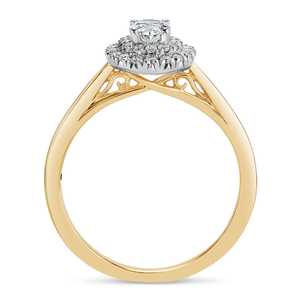 Northern Star 0.50ct Oval Diamond Double Halo 18ct Yellow Gold Ring image number 2