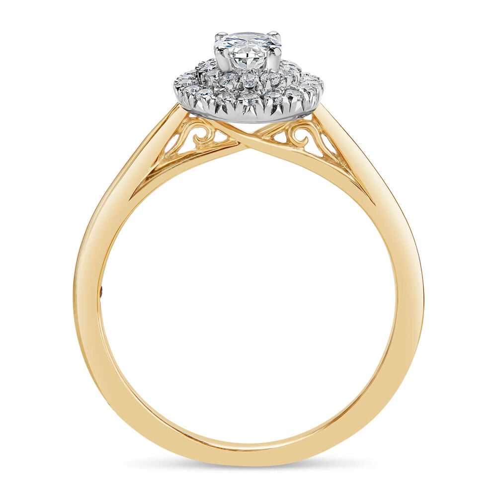 Northern Star 0.50ct Oval Diamond Double Halo 18ct Yellow Gold Ring image number 2